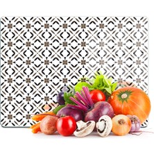 Decovetro Cam Kesme Tahtası ve Sunumluk Kahverengi Geometrik Desenli 20X30 cm