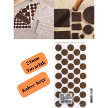 Yuvarlak Yapışkanlı Mobilya Masa Sandalye Keçesi Zemin Koruyucu Keçe 24 mm Keçeler Kahverengi