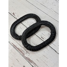 Gerçek Bambu Çanta Sapı Oval Örgülü 1 Çift (13.5*9.5cm)