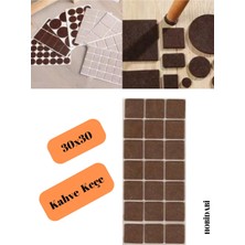 Keçe Yapışkanlı Mobilya Keçesi Kare Keçe 30X30 mm Keçeler Kahverengi