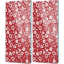 Decovetro Cam Kahve Sofra Sunum Tablası 2'li Set Kırmızı Karışık Desenli 30 x 15 cm