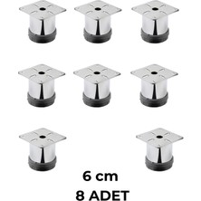 8 Adet 6 cm Mobilya Kanepe Baza Koltuk Metal Destek Yükseltici Ayağı Ayakları Krom Lüks 42 Çap Gri 8