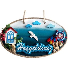 Sahil Kasabası Hoşgeldiniz Yazılı El Yapımı Kapı Süsü