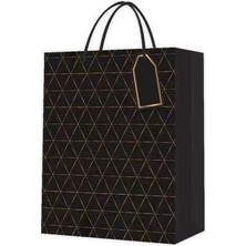 Desenli Siyah Küçük Karton Çanta