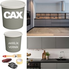CAXCOLORS Mutfak-Banyo-Fayans Dönüşüm Boya Seti 1 Litre Sıvıya Dayanıklı + Boya Koruma Verniği 500 ml