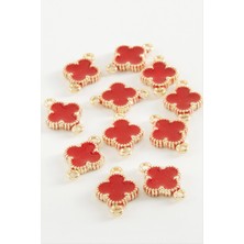 Resveq Çiçek Çift Kulplu Mineli Bileklik ve Kolye Ucu Aparatı 1 Adet-Açık Pembe