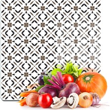 Decovetro Cam Kesme Tahtası ve Sunumluk Kare Kahverengi Geometrik Desenli 30X30 cm