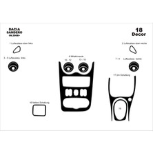 Dacia Sandero Logan Konsol-Torpido Kaplama 2008-2009 18 Parça Piano Black