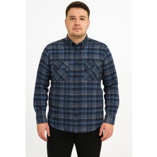 Kaşmir Büyük Beden Klasik Çift Cepli Erkek Gömlek - 7394