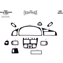 Fiat Palio Wekeend Konsol-Torpido Kaplama 1998-2002 12 Parça Piano Black