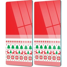 Decovetro Cam Kahve Sofra Sunum Tablası 2'li Set Kırmızı Ekose Dokuma Desenli 30 x 15 cm