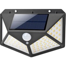 50W Solar Güneş Enerjili Duvar Aplik 100 Ledli Bahçe Aydınlatması Sensörlü Duvar Armatürü 1200 Lümen