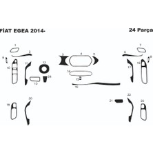 Fiat Egea Konsol-Torpido Kaplama 2014-2020 24 Parça Piano Black