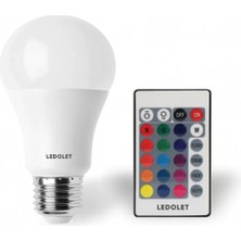 Ledolet Rgb 9W Ampul Kumandalı Tekli Beyaz Işık E27 Tasarruflu Ampul 0 - 250 Watt Yok