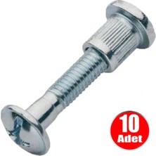 Modül Mobilya Dolap Bağlantı Birleştirme Vidası 40MM - 10 Adet Mobilya Bağlantı Elemanları Metalik