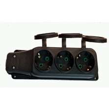 Kauçuk Görünümlü Plastik Topraklı 3'lü Grup Piriz Elektrik Prizi Tr