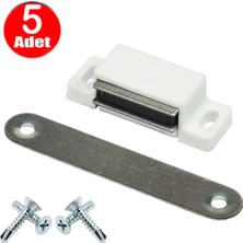 Mıknatıslı Çıt Çıt Kapı Pencere Sineklik Menteşe Mobilya Çıtçıtı Beyaz Plastik Kilit -5 Adet Mıknatı