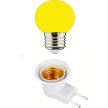 Açma Kapama Anahtarlı Duy Fişli + 1W Tasarruflu E27 LED Gece Lambası Sarı Işık Tekli Sarı Işık E27 L