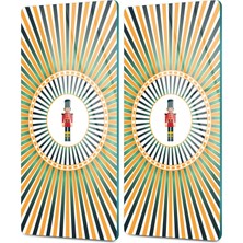Decovetro Cam Kahve Sofra Sunum Tablası 2'li Set Sarı Fındıkkıran Desenli 30 x 15 cm