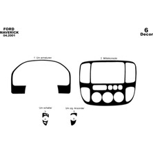 Ford Maverick Konsol-Torpido Kaplama 2001 6 Parça Piano Black