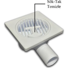 Plastik Yer Sifonu Yandan Çıkış 32 mm 10X10 cm - Yer Sifonu Gider Süzgeci Süzgeç, Banyo Süzgeci, Ba