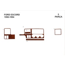 Ford Escord Konsol-Torpido Kaplama 1990-1995 4 Parça Maun