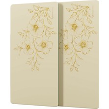 Decovetro Cam Kahve Sofra Sunum Tablası 2'li Set Vintage Bej Çiçek 30 x 15 cm