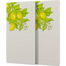 Decovetro Cam Kahve Sofra Sunum Tablası 2'li Set Vintage Limon 30 x 15 cm