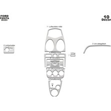 Ford Fiesta Konsol-Torpido Kaplama 2005-2010 10 Parça Alüminyum