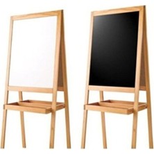 Yazı Tahtası- Çift Taraflı Ahşap Çerçeve Kara Tahta Manyetik Beyaz 40X50 Inter