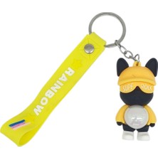 Figürlü ve Işıklı Silikon Anahtarlık -  Supe Rock - Sarı (Lisinya)