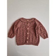 El Örgüsü Acı Kahve Renginde 18-24 Ay  Çocuk Hırkası