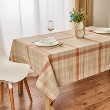 Myhome Ekose Masa Örtüsü - Ekru / Kiremit - 150X200 cm