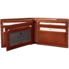 Taba Hakiki Deri Ayrılabilir Iç Bölmeli Yatay Model Klasik Erkek Cüzdan  3017-TABA