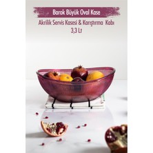 Bemy Çarşı Akrilik Barok Mürdüm Büyük Oval Meyve & Salata Kasesi & Karıştırma Kabı / 3,3 Lt  (Cam Değildir)