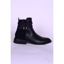 Kum K153645 Fashıon Siyah Kadın Ortopedik Taban Deri Bot