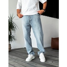 Wkm Denim Casual Erkek Baggy Denim Kot Pantolon Açık Mavi Renkli 5 Cep ile Rahat ve Şık Günlük Stil
