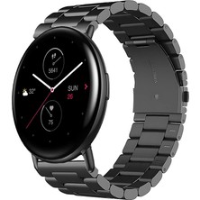 Amazfit Zeppe ile Uyumlu Kordon Klasik Baklava Model Paslanmaz Çelik Metal Kayış