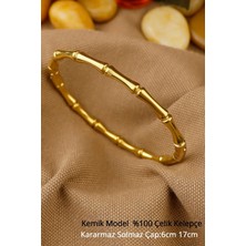 Bymiel Çelik Bileklik - Kemik Model Trend Kararmaz Solmaz Çelik Kelepçe Bileklik 17CM