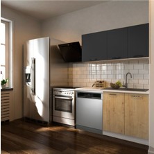 T Designo Klos Hazır Mutfak Dolabı 140 cm Beyaz Laminat Tezgah Dahil Modern Tasarım Suntalam