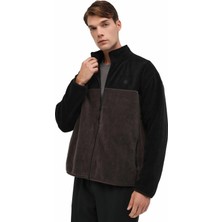 ShopINN Erkekler İçin ml Sanba 7PLR002 Siyah Sweatshirt Uzun Kol Dik Yaka Düz Desen 2XL