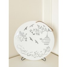 Ahşap ve Pleksili Kapı Süsü, Duvar Süsü, Duvar Dekoru, Gold Aynalı Pleksi 24CM Gümüş