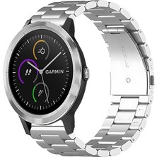 Garmin Vivoactive 3 ile Uyumlu Kordon Klasik Baklava Model Paslanmaz Çelik Metal Kayış