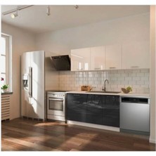 Fier Hazır Mutfak Dolabı 200 Cm– Parlak-Beyaz Laminat Tezgah Dahil-Bulaşık Makinesi Yeri Mevcut