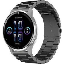Garmin Venu2 Plus ile Uyumlu Kordon Klasik Baklava Model Paslanmaz Çelik Metal Kayış