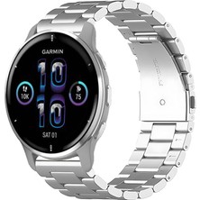 Garmin Venu2 Plus ile Uyumlu Kordon Klasik Baklava Model Paslanmaz Çelik Metal Kayış
