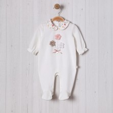 Örme Çiçek Aksesuarlı Kız Bebe Tulum