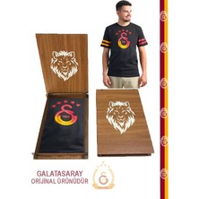 Galatasaray Orijinal 5 Yıldız Siyah T-Shırt Hediyelik Ahşap Kutulu