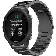 Garmin Forerunner 245 / 245 Music ile Uyumlu Kordon Klasik Baklava Model Paslanmaz Çelik Metal Kayış