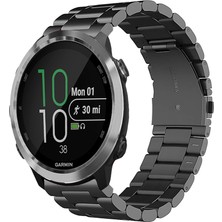 Garmin Forerunner 645 / 645 Music ile Uyumlu Kordon Klasik Baklava Model Paslanmaz Çelik Metal Kayış